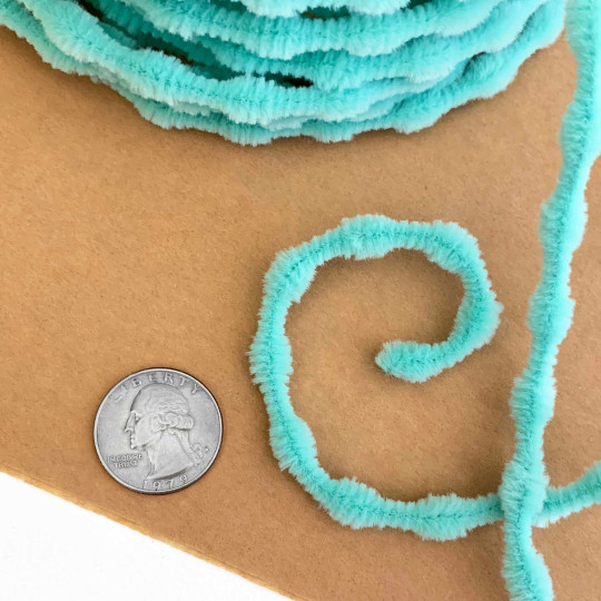 Tiny 3/8" Bump Chenille for Retro Crafts in Aqua ~ 1 yd.
